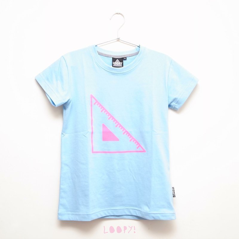 三角板 / 正常T-shirt（下單當日付款，送鹿皮貼紙一包噎！！） - 女 T 恤 - 棉．麻 藍色