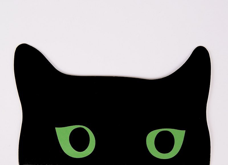 Peeping Meow Sticker - Black Cat (green eyes) - สติกเกอร์ - กระดาษ สีดำ