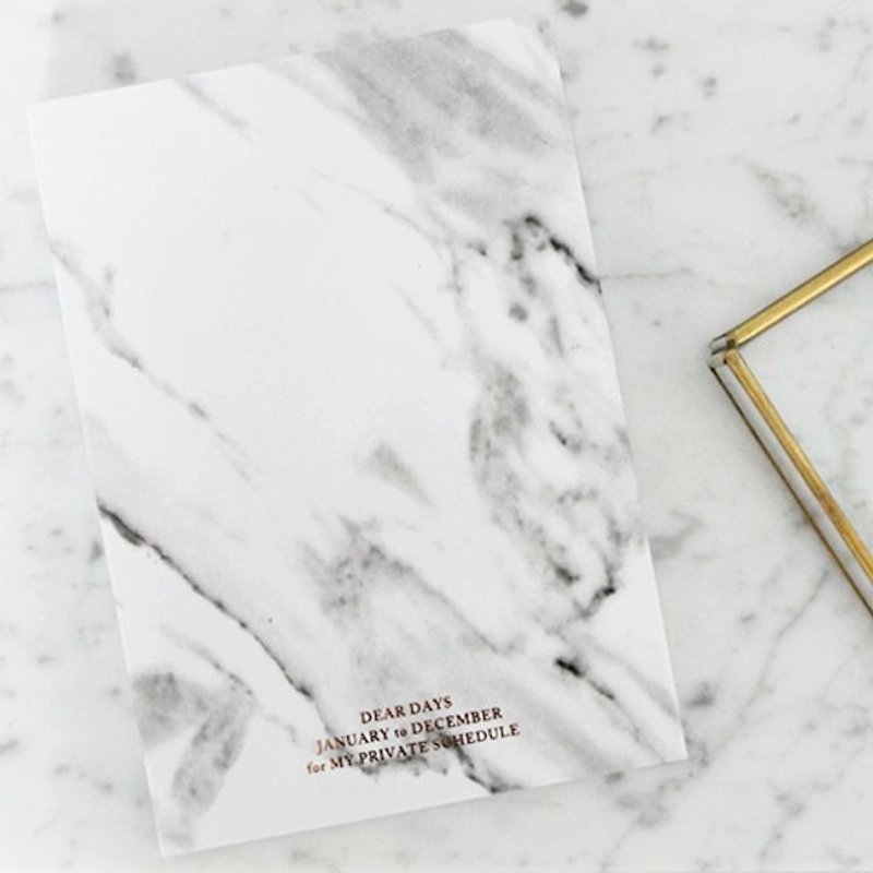 Dessin x Dear Maison- PDA calendar -marble diary calendar marble - white, DMS50417 - Notebooks & Journals - Paper White