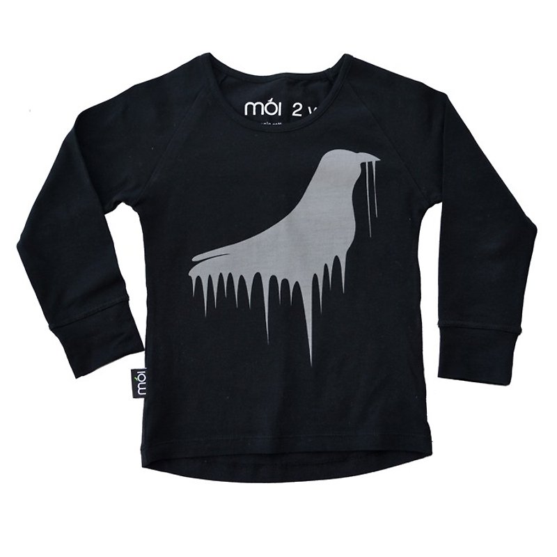 [Nordic children's clothing] Icelandic children's organic cotton long-sleeved shirt 1 year old-2 years old Dadu duck black lt4 - Tops & T-Shirts - Cotton & Hemp Black