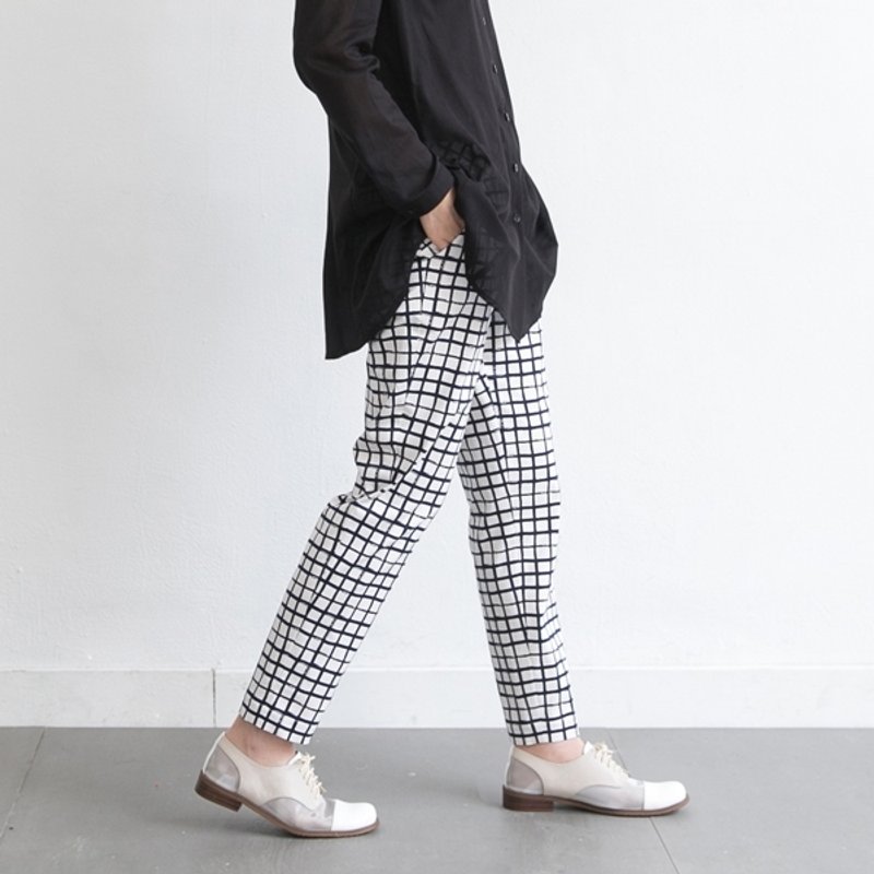 [Xu Xu children] England Check stiff pants - White - Women's Pants - Other Materials White