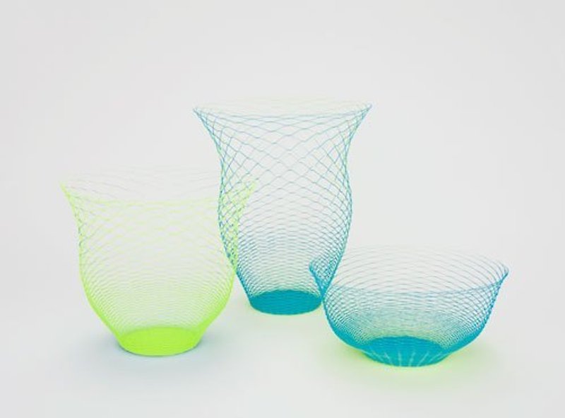 air vase air papier-mache container (blue x yellow) - งานไม้/ไม้ไผ่/ตัดกระดาษ - กระดาษ สีเขียว