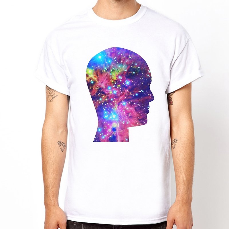 Human Head-Galaxy t shirt - เสื้อยืดผู้หญิง - วัสดุอื่นๆ ขาว