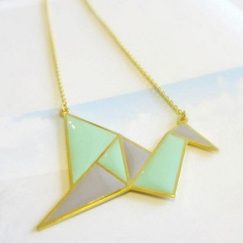 Geometric Paper Crane Handmade Long Necklace - Necklaces - Other Metals 