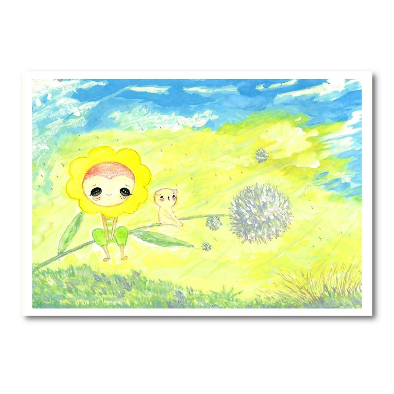 Hope Flying in the Wind~Dandelion Postcard/Universal Card - Cards & Postcards - Paper Yellow