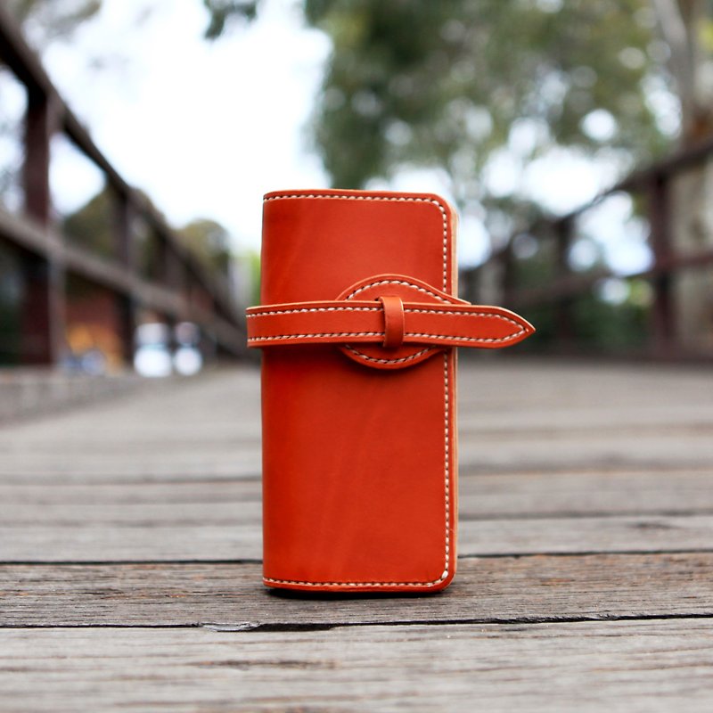 47. Leather hand-made sweet style long clip wallet - กระเป๋าสตางค์ - หนังแท้ สีทอง