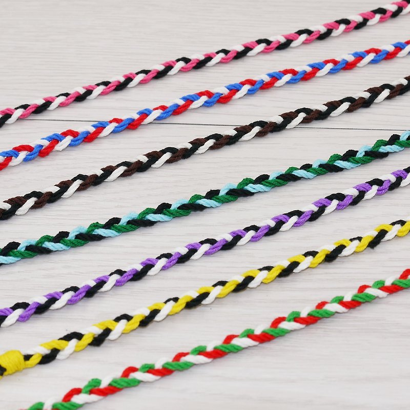 Puffy Candy-Purely hand-woven lucky bracelet surfing anklet leg rope L (cotton three-strand braid) - สร้อยข้อมือ - วัสดุอื่นๆ 