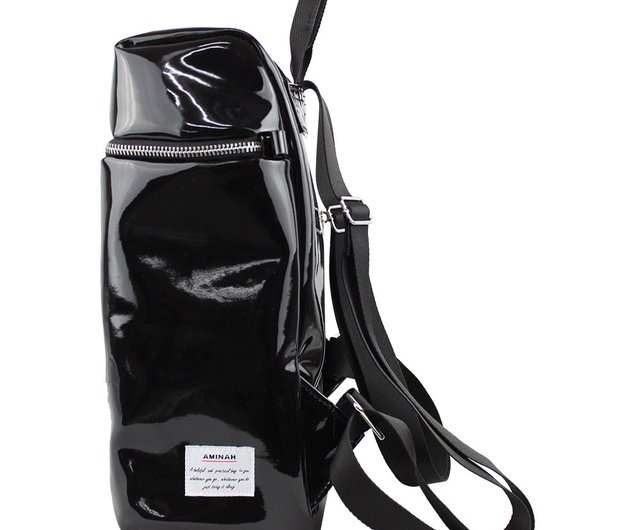 Shiny hotsell black backpack