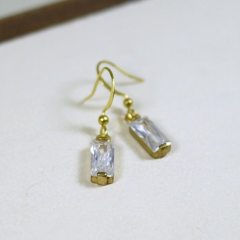 ‧ jewelry] [Jin Xialin rectangular Stone Earrings - Copper / Stone - Earrings & Clip-ons - Gemstone 