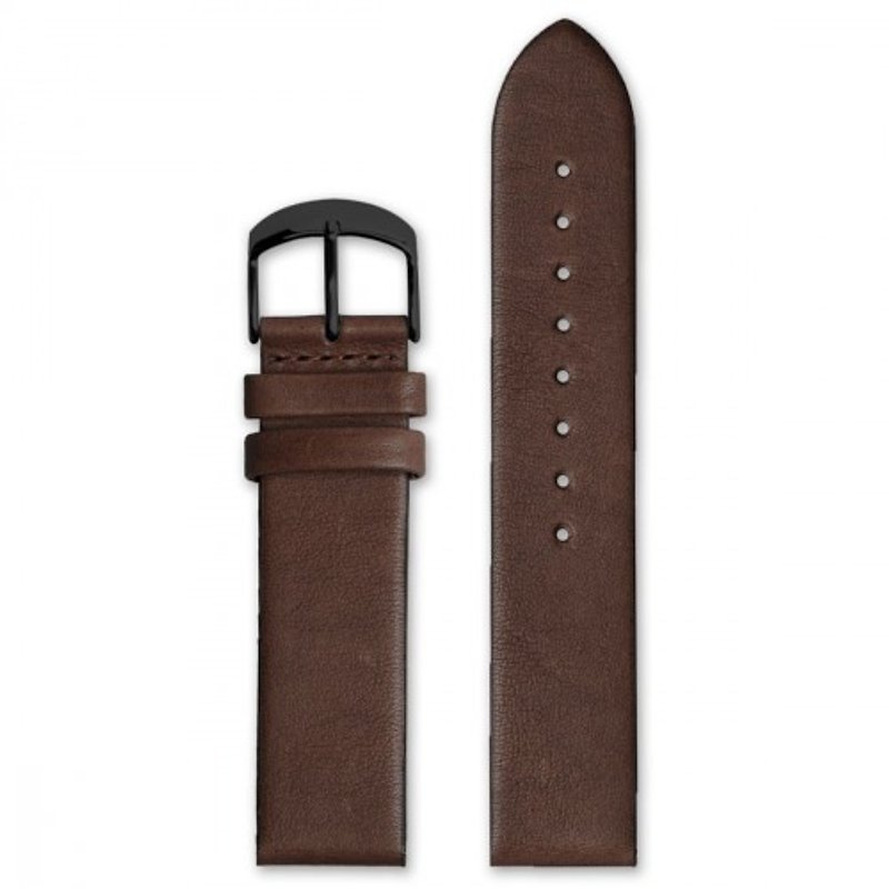 HYPERGRAND皮革錶帶 - 20mm - 棕色小牛皮(黑釦) - 女裝錶 - 真皮 咖啡色