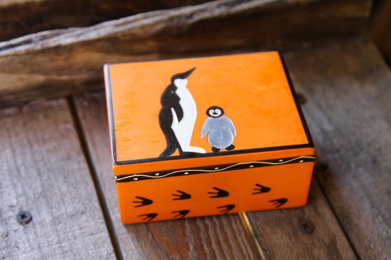 肥皂石盒 親子企鵝 橘 - ของวางตกแต่ง - เครื่องเพชรพลอย 