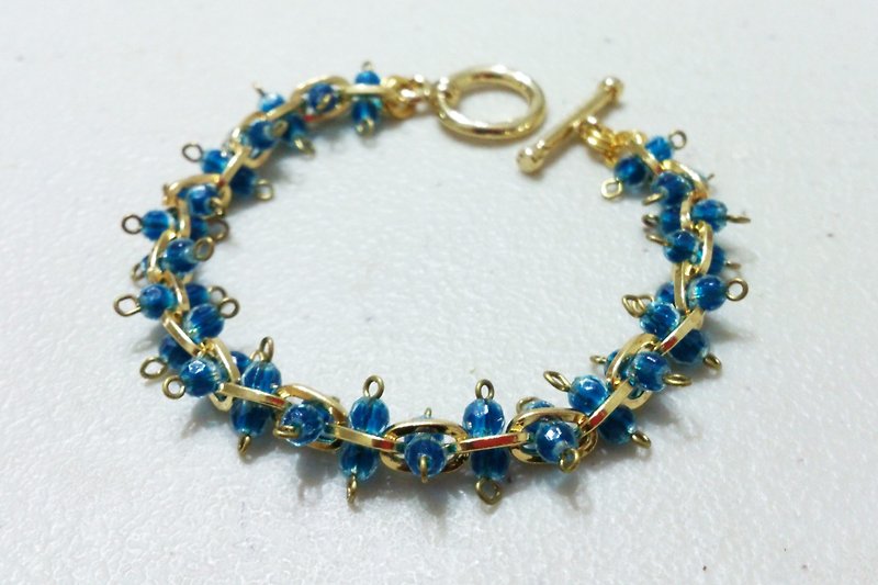 ★Fashion Cactus Bracelet～Crystal Pink Round Bead★ - Bracelets - Other Metals Blue