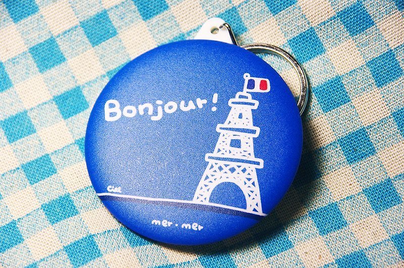Bonjour 鐵塔 鏡子鑰匙圈 - 吊飾 - 其他金屬 藍色