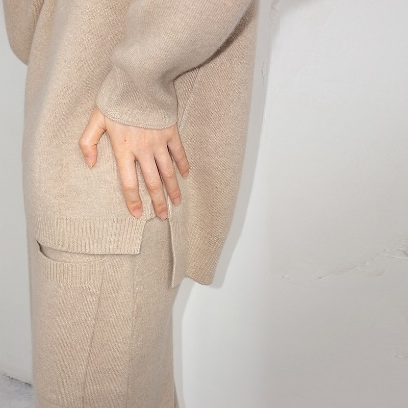 Gao fruit / GAOGUO original designer brand 2015 women's cashmere wool coat skirt knitted suits - Women's Sweaters - Other Materials Khaki