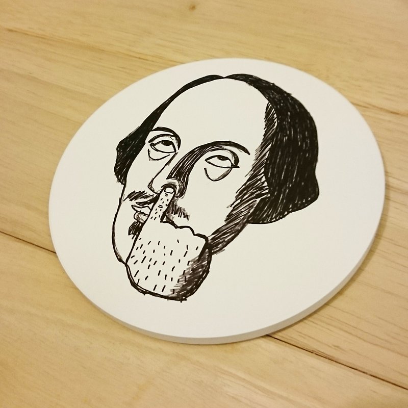 [Mr. Shakespeare without ceramic absorbent coasters in] - ที่รองแก้ว - วัสดุอื่นๆ ขาว