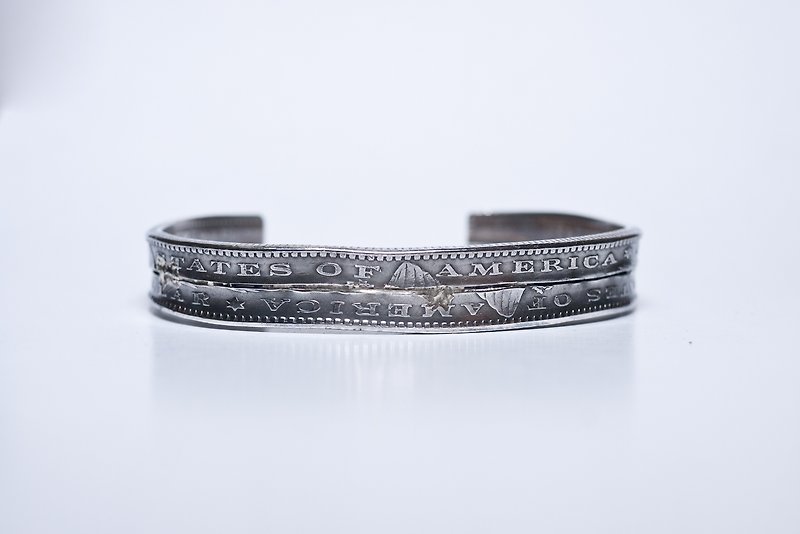 Dreamstation皮革鞄研所，美國摩根一美元銀幣手環Silver bracelet，嘻皮，哈雷，重機 - Bracelets - Other Metals 