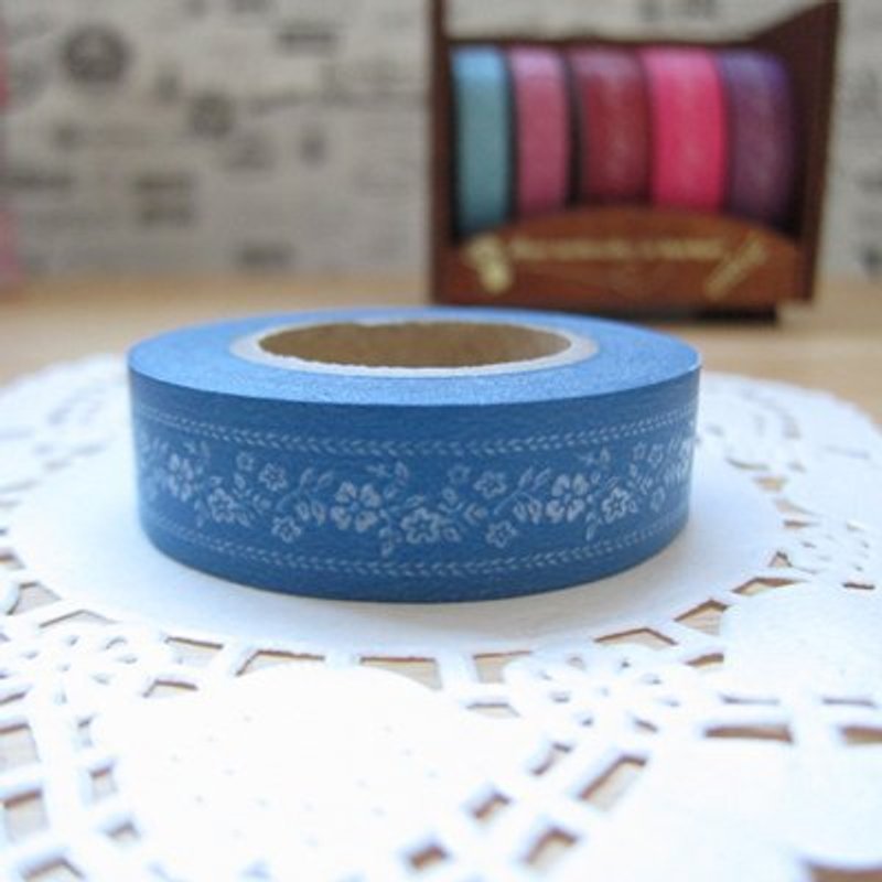 Marks Masking Tape 和紙膠帶-單捲 碎花鈕釦款(MKTS-109 小花-藍) - Washi Tape - Paper Blue