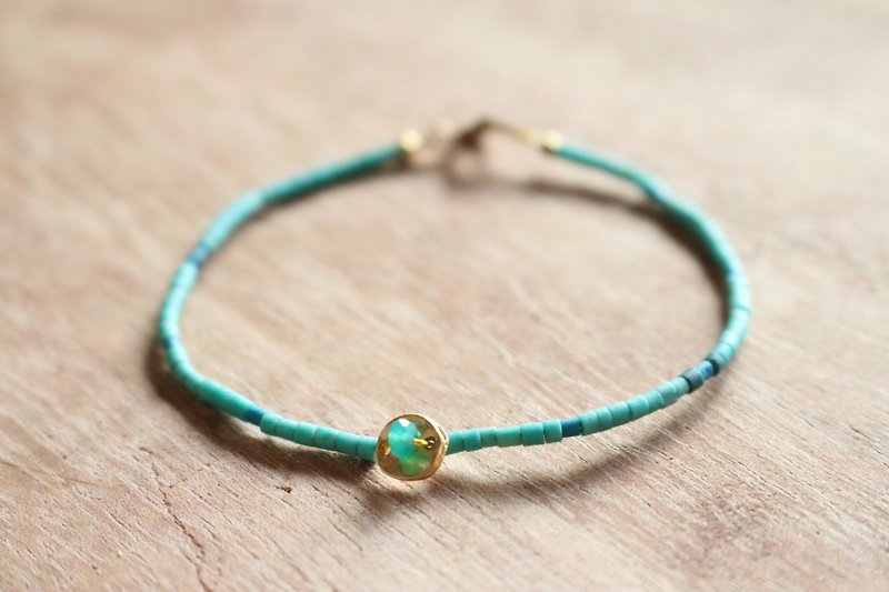 <☞ HAND IN HAND ☜> Chrysoprase - azure bracelet (0673) - Bracelets - Gemstone Green