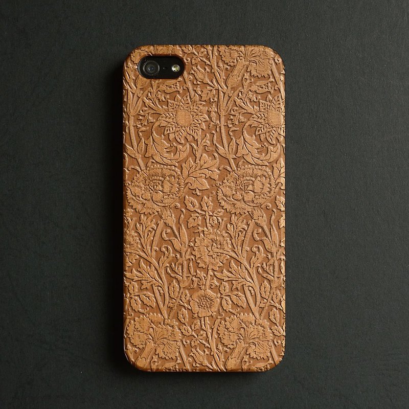 Real wood engraved iPhone 6 / 6 Plus case floral S005 - Phone Cases - Wood Brown