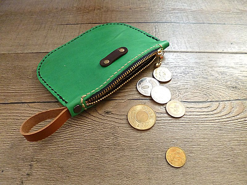POPO│ fresh green │ pure leather. Mouth purse │ - กระเป๋าสตางค์ - หนังแท้ สีเขียว
