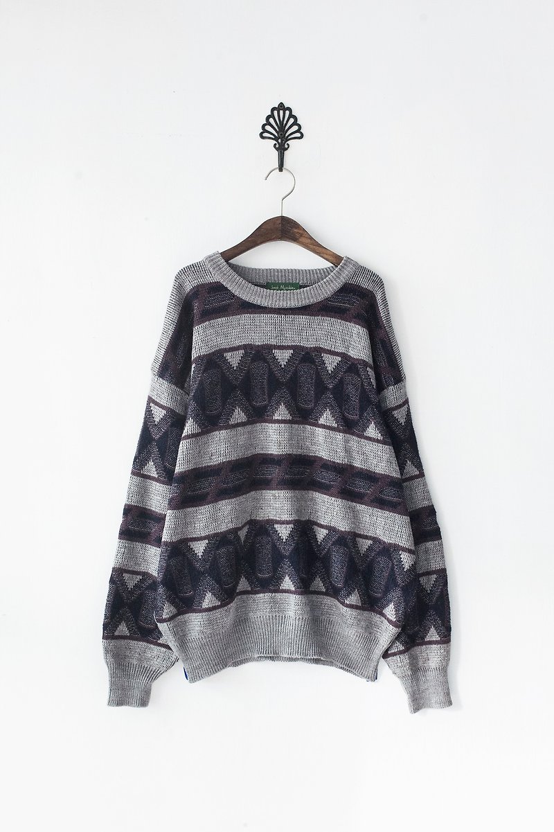 【Banana Flyin'】韓國製 復古著 圖騰 幾何 套頭毛衣 - Women's Sweaters - Other Materials 