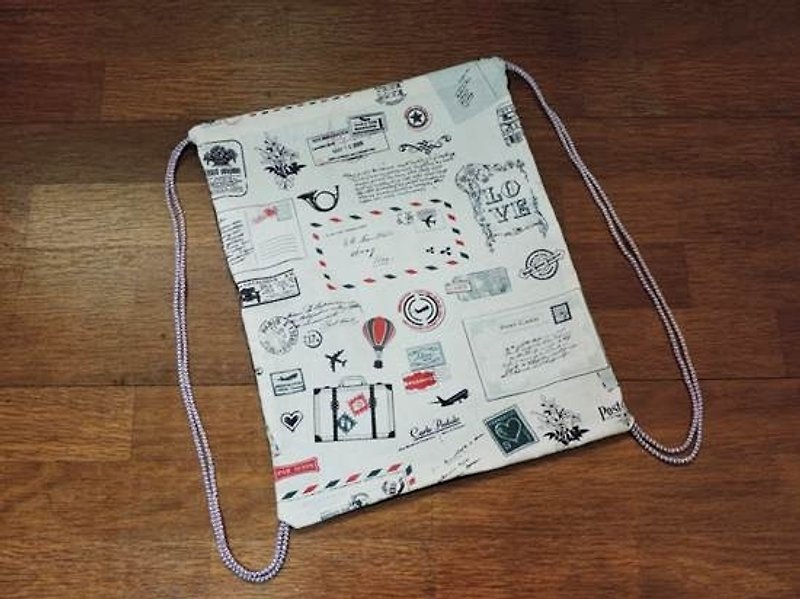 旅行中 ‧ 滿版束口袋 - Drawstring Bags - Other Materials White