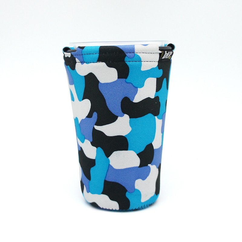 BLR 萬用 杯架 可拆式 多用途 飲料杯套 色塊迷彩藍 WD15 - 飲料提袋/杯袋/杯套 - 其他材質 藍色
