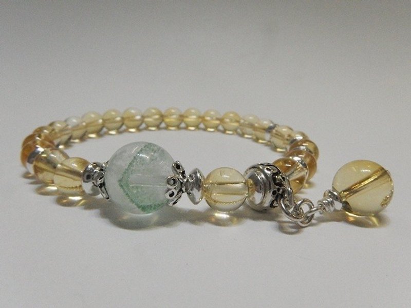 "Magnificent" - natural topaz sterling silver bracelet + emerald ghost Hong Kong Design - Bracelets - Gemstone Yellow