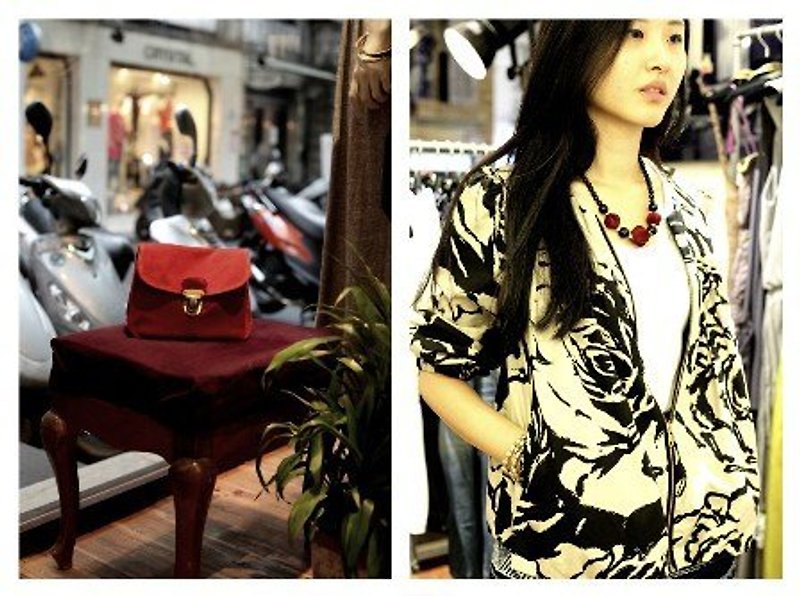 SARTO X Chang Ching Wang big flower printed cotton jacket coat umbrella (can be used as a jacket or shirt to wear) - Women's Casual & Functional Jackets - Cotton & Hemp Khaki