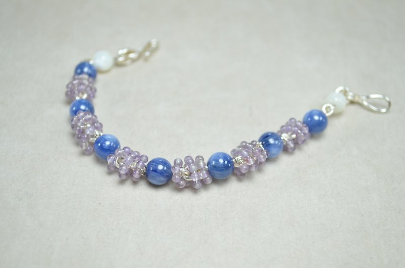 藍晶石設計手鍊-金屬線/手工/水晶/銅線 - ブレスレット - 宝石 ブルー