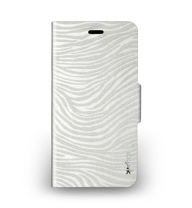 iPhone 6 Plus -The Zebra Series - zebra standing side lift Case - Pearl White - เคส/ซองมือถือ - หนังแท้ ขาว