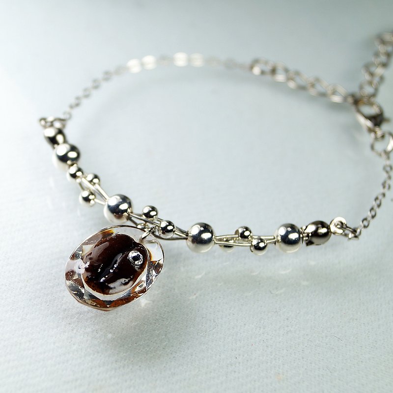 stars coffee bracelet real coffee bean office necklace special gift elegant - สร้อยข้อมือ - โลหะ สีเทา