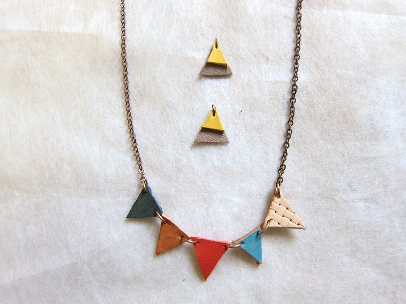Small volcanoes handmade leather necklace * - สร้อยคอ - หนังแท้ หลากหลายสี