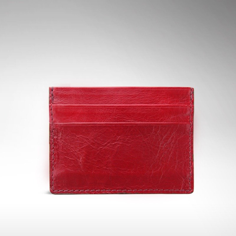 -The Way- card holder - leather (red berries) - กระเป๋าสตางค์ - หนังแท้ สีแดง