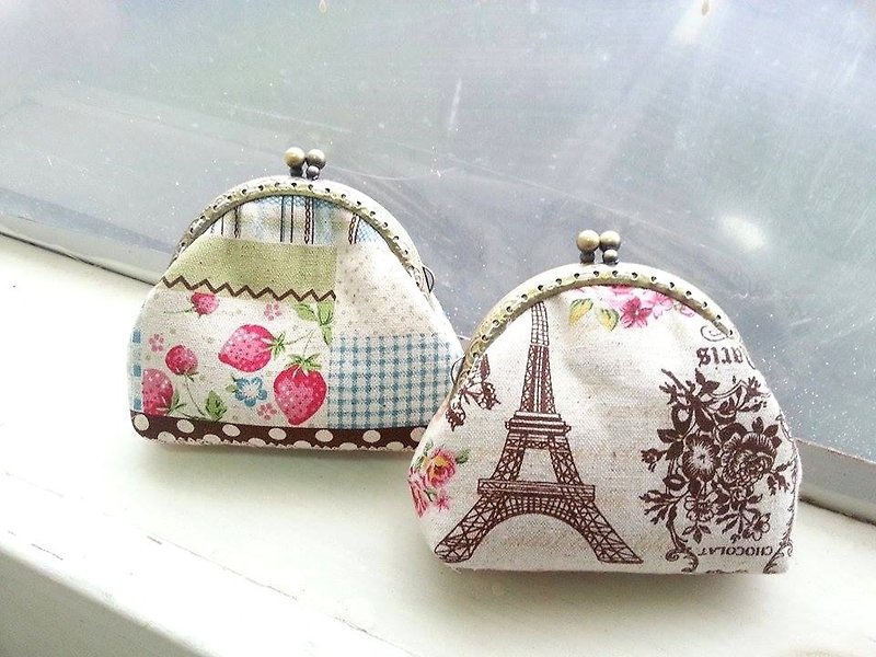 [Colorful] 8.5cm mouth gold package series - Romantic Paris - Coin Purses - Other Materials Pink