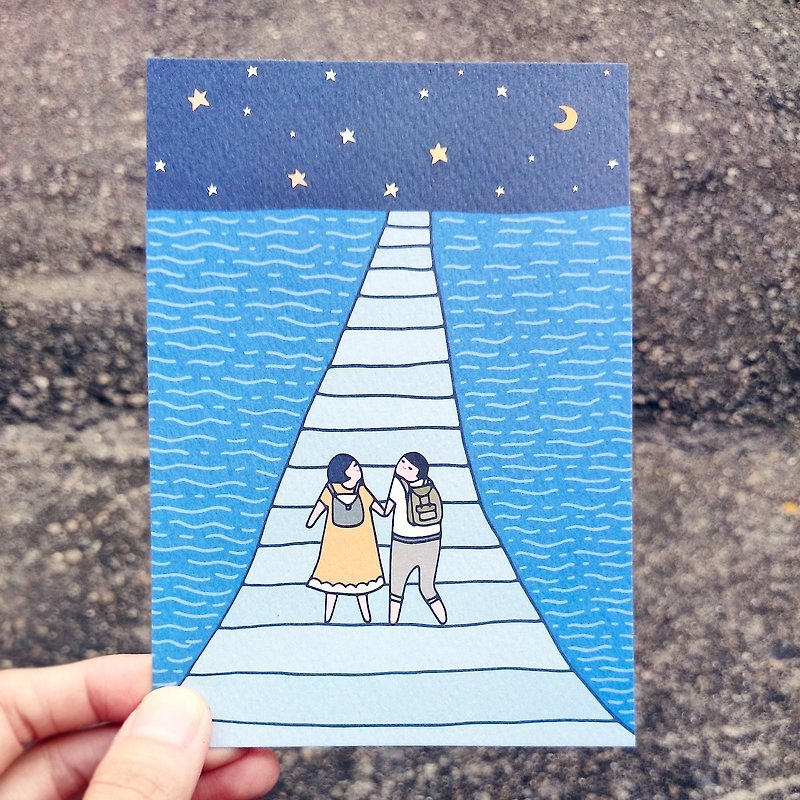 Postcard-Let is go watching the stars! - การ์ด/โปสการ์ด - กระดาษ สีน้ำเงิน
