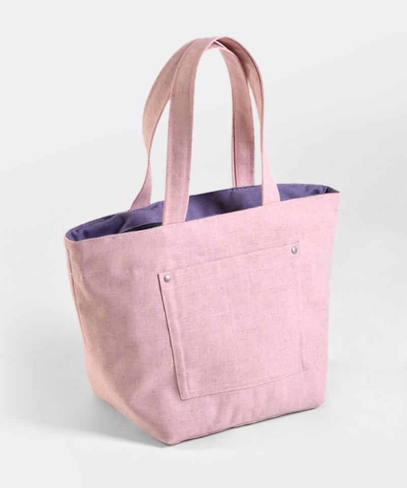 haute couture series - posted outside pocket tote bag - pink - กระเป๋าถือ - ผ้าฝ้าย/ผ้าลินิน สึชมพู