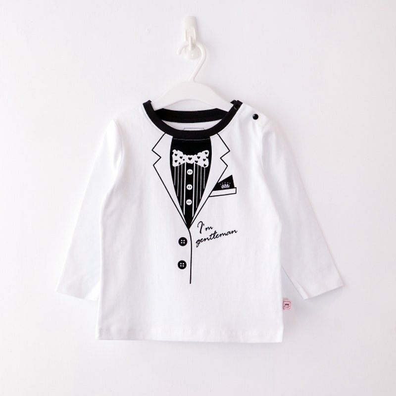 PUREST baby collection little gentleman suit / white long-sleeved shirt T-shirt [paragraph] ❤ Exclusive style design - Other - Cotton & Hemp White