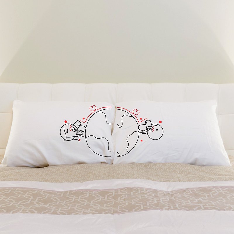 Just Call to Say I Love You  Boy Meets Girl couple pillowcase by Hum - Pillows & Cushions - Cotton & Hemp White