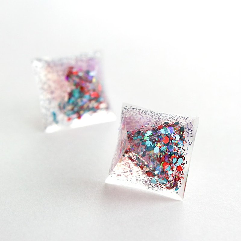 Pyramid earrings (subtropical disco) - Earrings & Clip-ons - Other Materials Multicolor