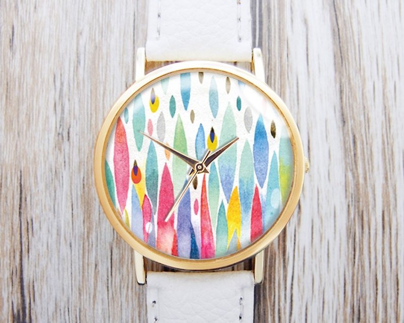 Colorful Raindrops-Women's Watches/Men's Watches/Unisex Watches/Accessories【Special U Design】 - นาฬิกาผู้หญิง - โลหะ ขาว