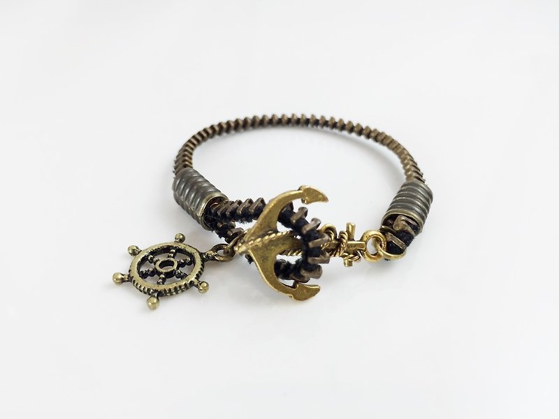 [Anchor buckle x zipper weaving] - Bracelets - Other Metals Gold