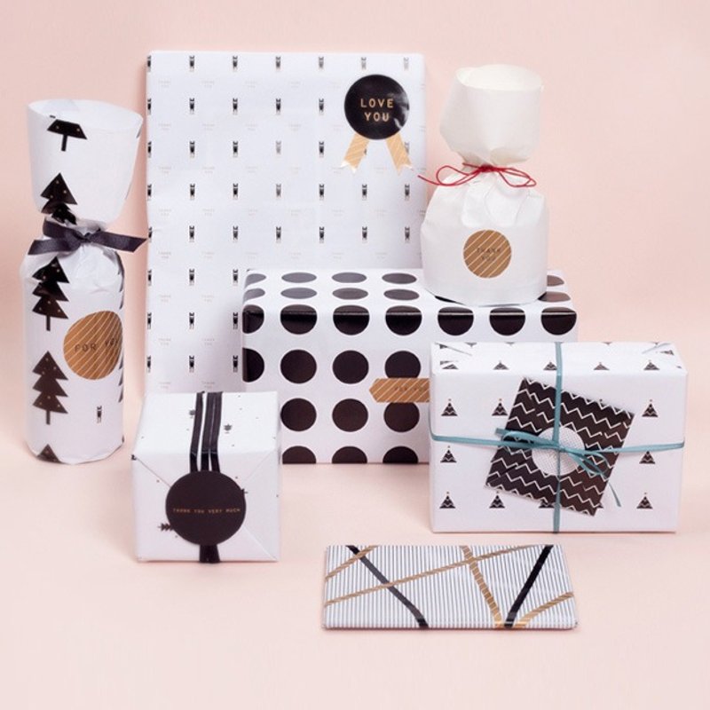 Dessin x Jstory-DIY fun geometric packaging group (12 into), JST30365 - วัสดุห่อของขวัญ - กระดาษ สีดำ