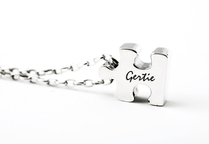 Customized Necklace Cute Name Card-Puzzle A Name English Text Necklace 925 Sterling Silver Necklace-ART64 - สร้อยคอ - เงินแท้ สีเงิน