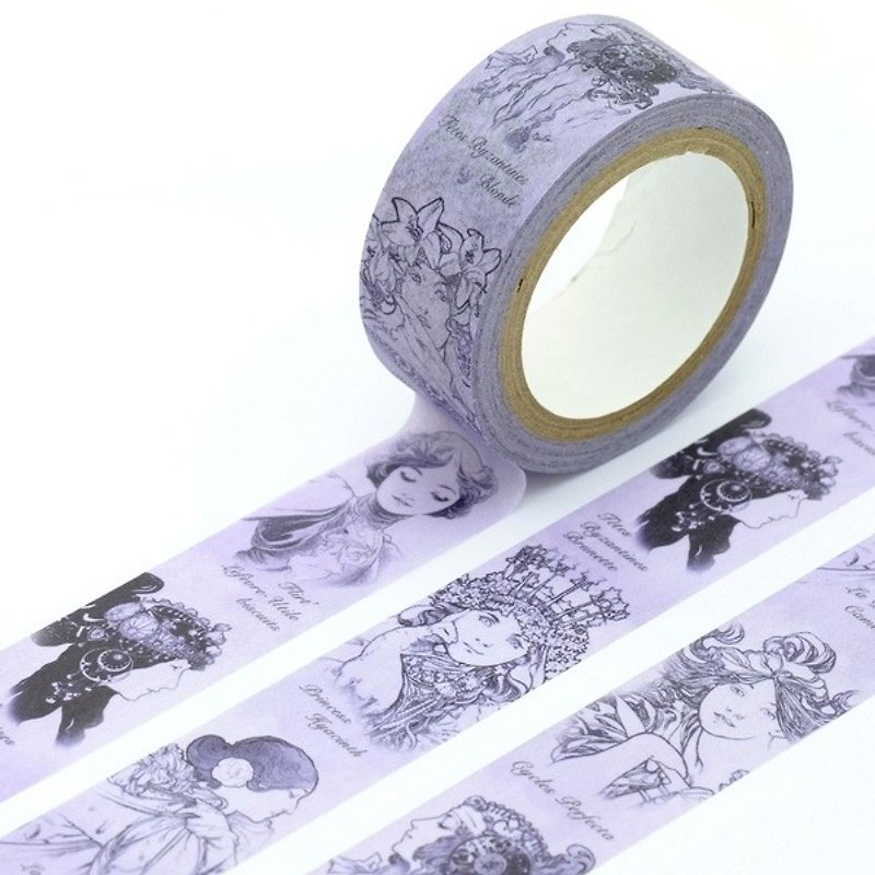 Art Master Mucha - 缪思女神纸胶带 Elegant Purple - Washi Tape - Paper Multicolor