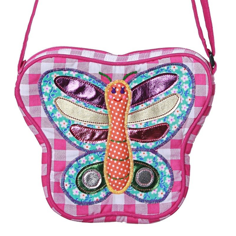 GINGER Kids │ Thai Design - Butterfly / Ladybug Side Backpack - กระเป๋าสะพาย - ผ้าฝ้าย/ผ้าลินิน 