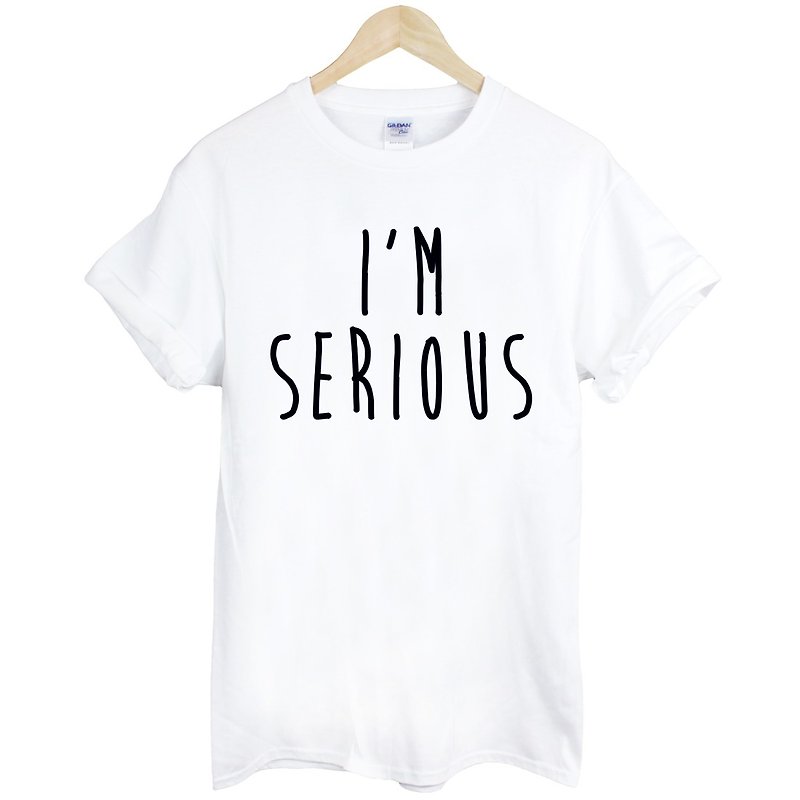 I'M SERIOUS short-sleeved T-shirt -2 color text, text, art, design, fashionable and interesting - Men's T-Shirts & Tops - Other Materials Multicolor