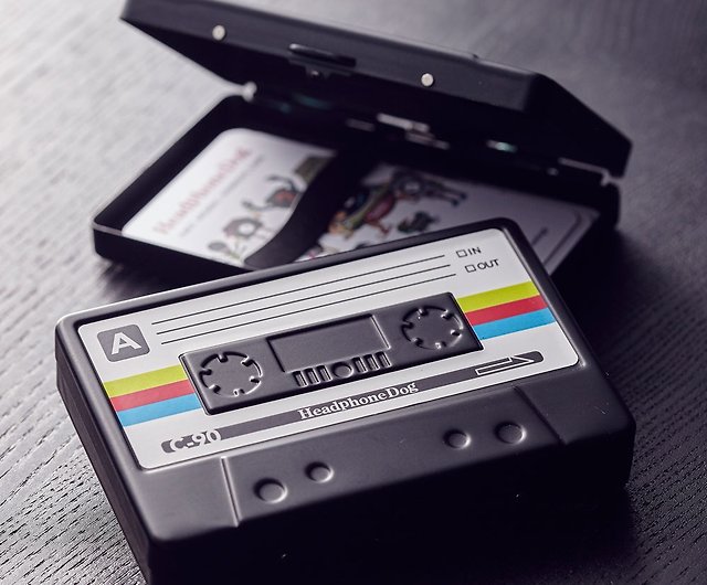 Retro Cassette Tape Image Cigarette Case with Built in Lighter Metal Wallet  SP