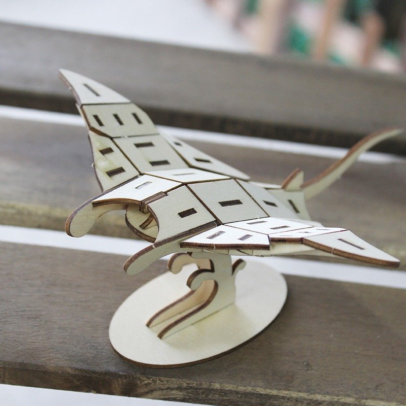 Jigzle 3D three-dimensional puzzle series | Wooden manta ray puzzle | Super healing handmade - เกมปริศนา - ไม้ 