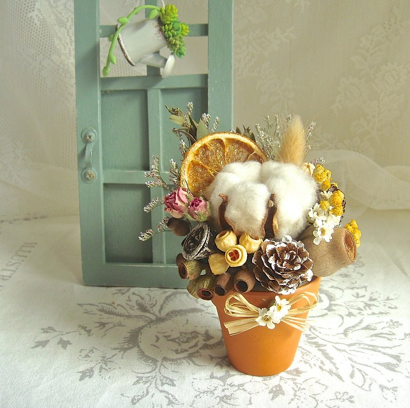 Cotton orange fruit dried flower pots Thao incense birthday gift - Plants - Plants & Flowers 